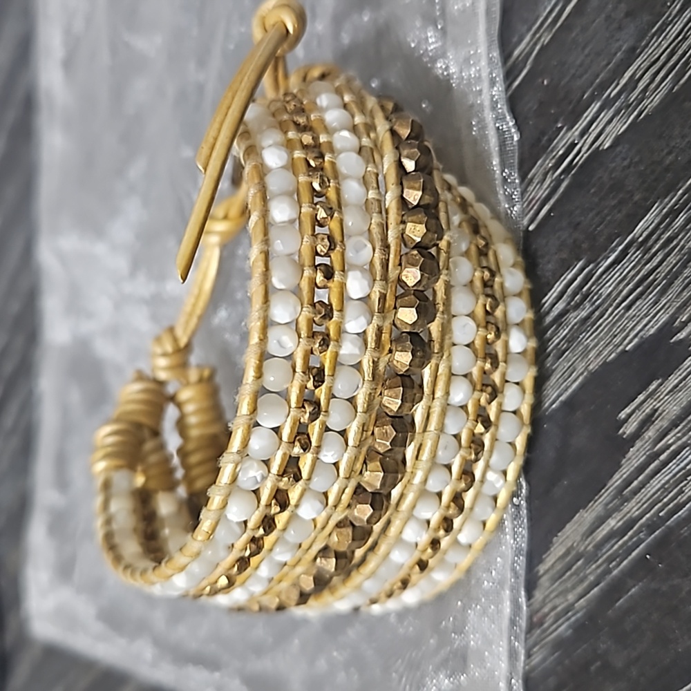 Chan Luu Gold and White Beaded Bracelet